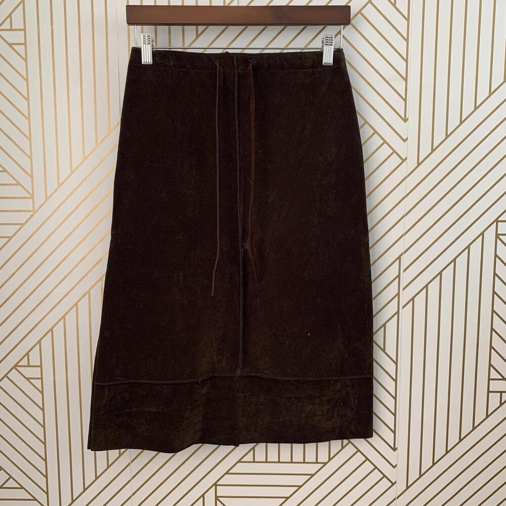 579 vegan leather velvet suede Y2K 90s tie waist knee length A line skirt Small